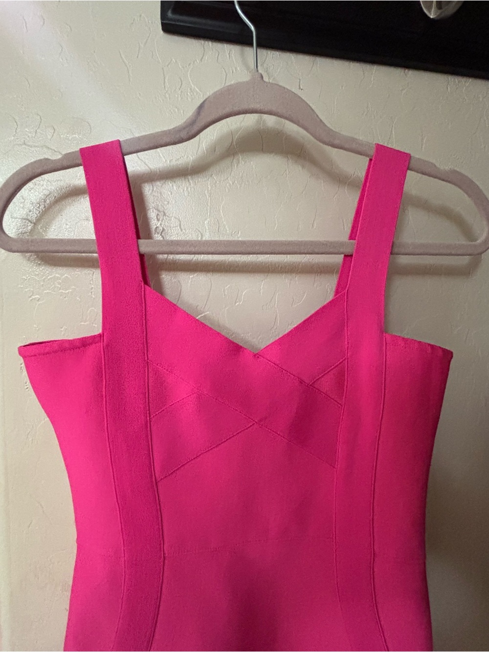 Fashion Nova Hot Pink Square Strap Sheath Dress - Picture 3 of 5